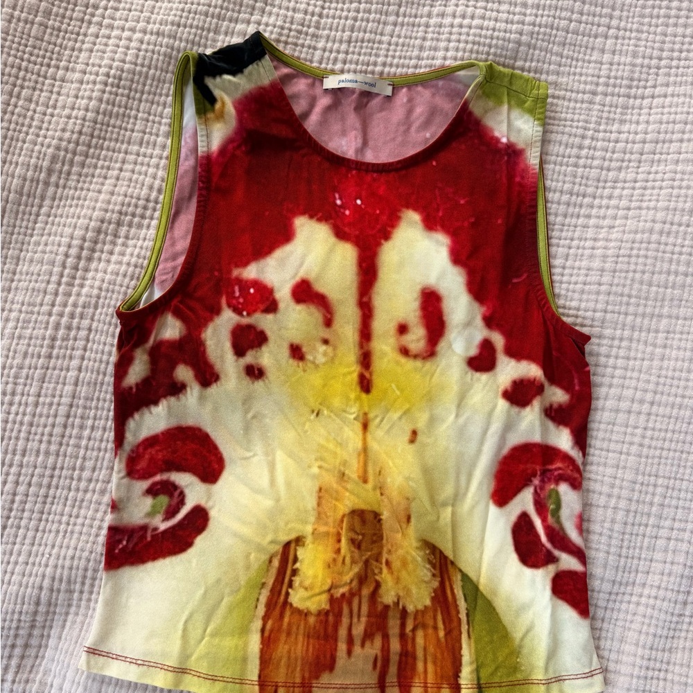 Paloma Wool Red and Yellow Abstract Top